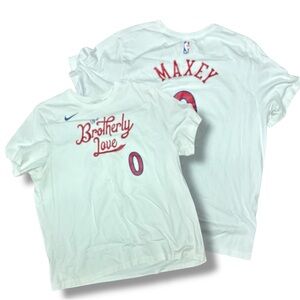 Nike White Kids' 'Brotherly Love' Maxey Basketball Tee with Red Accents